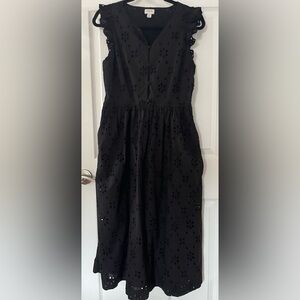 J. Crew Black ShortSleeve Dyelet Dress